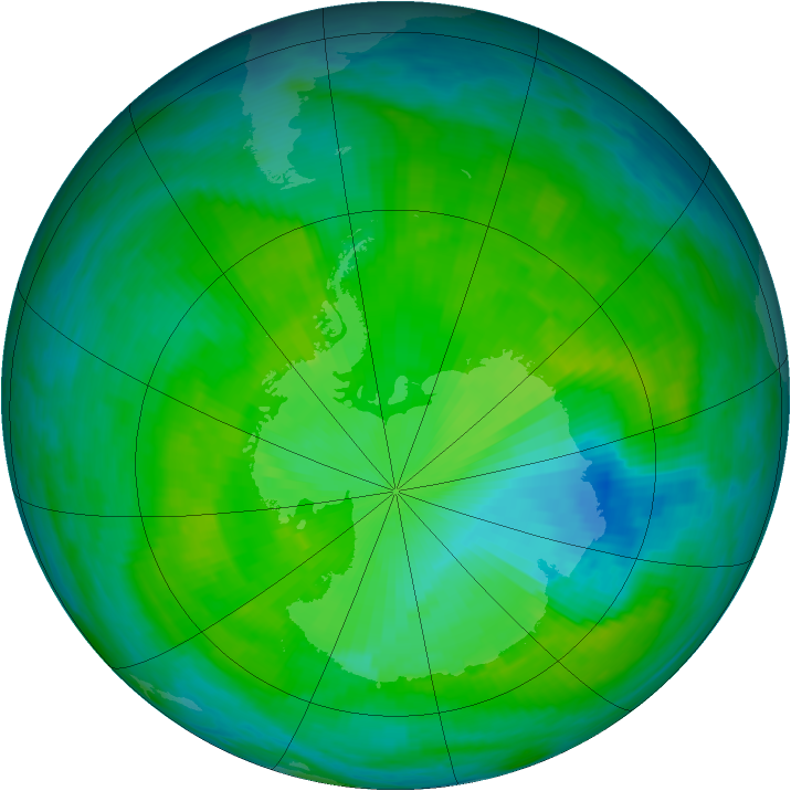 Antarctic ozone map for 09 December 1985